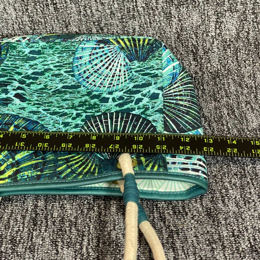 Palm Island Sea Turtle Seashell Tote Bag Pouch Set Teal Blue Beach Rope Handle - Picture 16 of 16